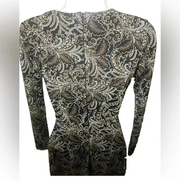 Talbots faux wrap orange brown houndstooth midi dress - Picture 3 of 11